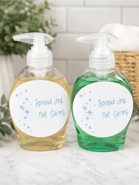 Hand Pump Custom Soap Bottle - Yellow & Green, Spread Joy, not Germs